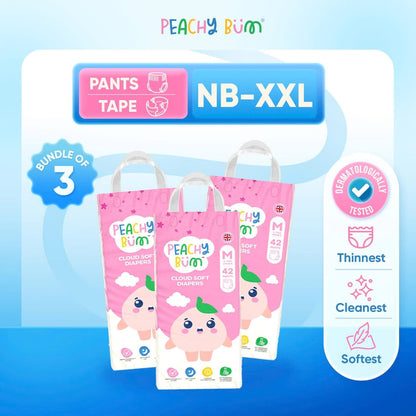 [1 Carton] 3 Pack Cloud Soft Diapers