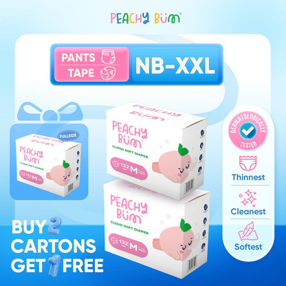 [2 Cartons + 1 Free] 9 Packs Cloud Soft Diapers