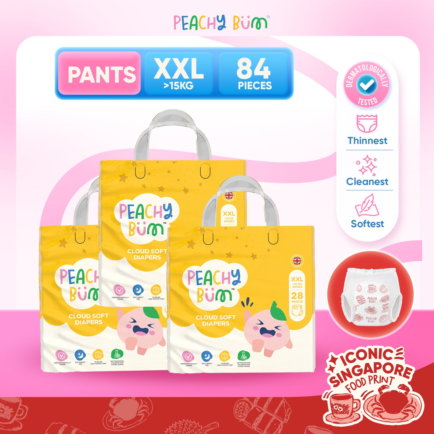 [1 Carton] 3 Pack Cloud Soft Diapers