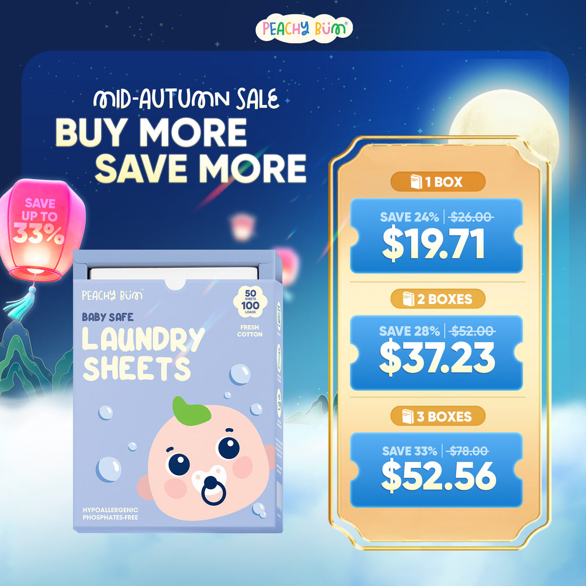 Mid-Autumn Sale: Baby Safe Laundry Sheets