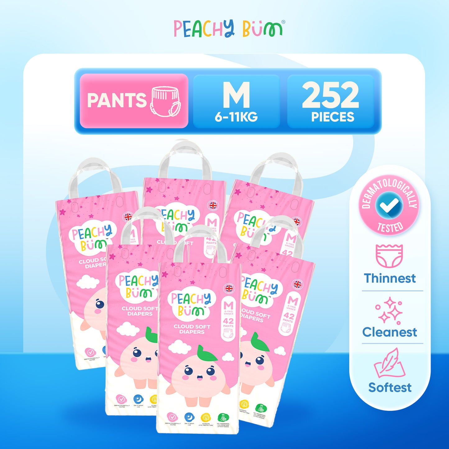[2 Cartons] 6 Pack Cloud Soft Diapers