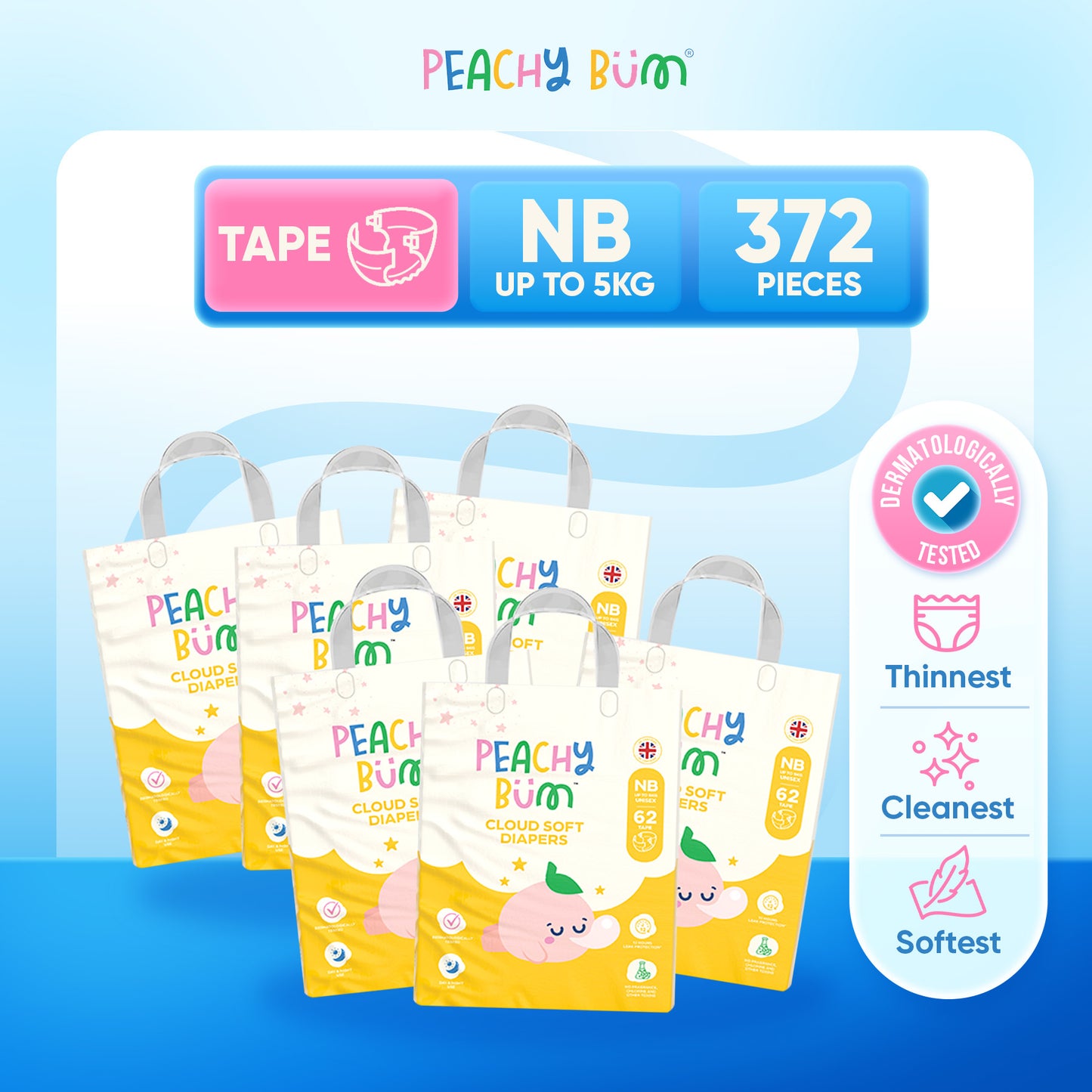 [2 Cartons] 6 Pack Cloud Soft Diapers