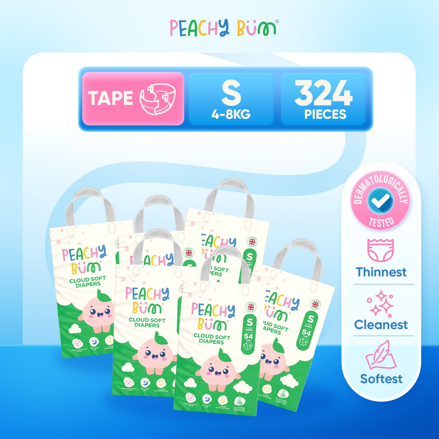 [2 Cartons] 6 Pack Cloud Soft Diapers